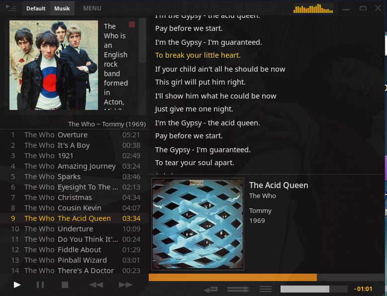 Taon Player mit synced lyrics Editor